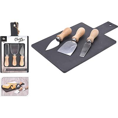 Kaasplank leisteen met 3 kaasmesjes Kaasplank leisteen met 3 kaasmesjes