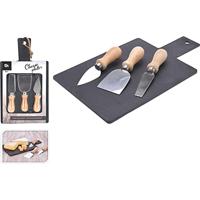 Kaasplank leisteen met 3 kaasmesjes - thumbnail