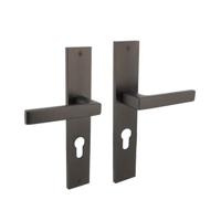 Intersteel Deurklink Hera op rechthoekig schild profielcilindergat 72 mm antraciet grijs - thumbnail