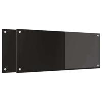 VidaXL Keuken achterwand 2 pcs zwart 100 x 40 cm gehard glas - thumbnail