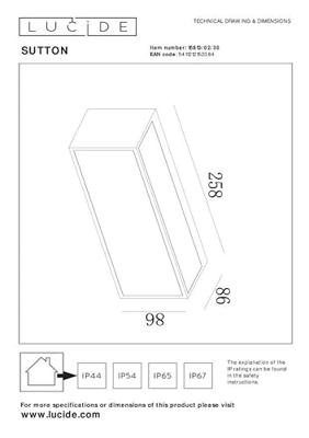 Lucide SUTTON - Wandlamp - Zonne-energie - LED - 1x1,5W 2700K/3000K - IP54 - Dag/nacht sensor - Zwart Lucide SUTTON - Wandlamp - Zonne-energie - LED - 1x1,5W 2700K/3000K - IP54 - Dag/nacht sensor - Zwart