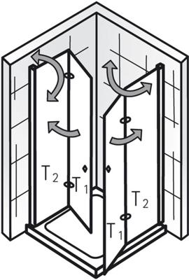 HSK Exklusiv douchecabine hoekinstap met draaivouwdeur 100x100x200cm chroom/grijs glas
