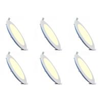 LED Downlight Set van 6 - Inbouw Rond 18W - Warm Wit 2700K - Mat Wit Ø225mm - thumbnail