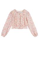 NoNo zomer blouse meisjes - geel - cropped, AOP bloemen - Timba - thumbnail