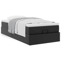 Ottoman bed met matras 100x200cm kunstleer zwart - thumbnail