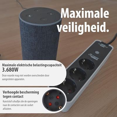 Brennenstuhl 1153230621 Stekkerdoos Zwart, Wit Randaarde stekker 1 stuk(s)