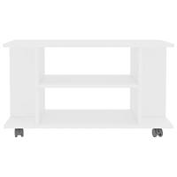Tv-meubel met wieltjes 80x40x45 cm bewerkt hout wit - thumbnail