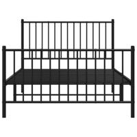 Bedframe met hoofd- en voeteneinde metaal zwart 107x203 cm - thumbnail
