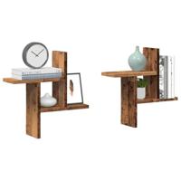 Wandschappen 2 st 38x12x38 cm bewerkt hout oud houtkleurig - thumbnail