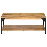 Salontafel 2-laags 100x55x38 cm massief mangohout en staal - thumbnail