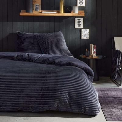 Beddenset - TODAY - Geribbeld - Tweepersoons - 220 x 240 cm - Effen antracietgrijs