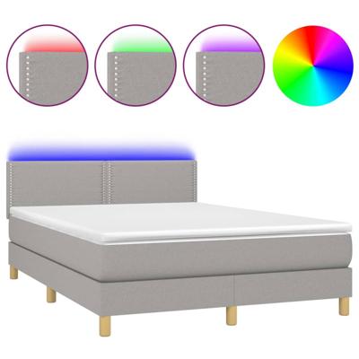 Boxspring met matras en LED stof lichtgrijs 140x200 cm