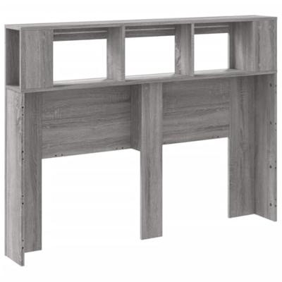 Hoofdeinde met LED 140x18,5x103,5 cm bewerkt hout grijs sonoma