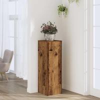 VidaXL Plantenstandaard 33x33x100 cm bewerkt hout oud houtkleurig - thumbnail