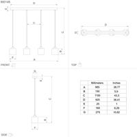EGLO Zaragoza Hanglamp - E27 - 92,5 cm - Zwart|Goud - thumbnail