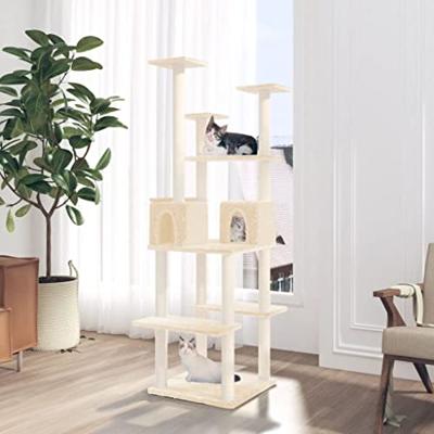 VidaXL Kattenmeubel met sisal krabpalen 167 cm crèmekleurig
