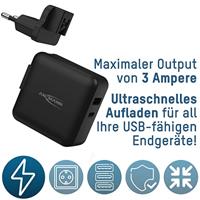 Ansmann USB Reis Oplader 30W + Verwisselbare Stekkers Zwart - thumbnail