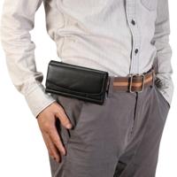 Lamsdarm elastiek mannen 4 8 Inch mobiele telefoon universele opknoping taille lederen draagtas met kaartslot voor iPhone 8 / 7 / Redmi 3 x en andere - thumbnail