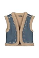 Like Flo Meisjes gilet teddy embroidery - Dewi - Indigo blauw - thumbnail