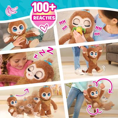 Interactief speelgoed - BONTVRIENDEN - Peanut the Monkey - Ruim 100 reacties, wandelen, balanceren en knuffelen - thumbnail