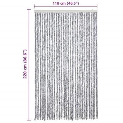 Vliegengordijn 118x220 cm chenille wit en grijs
