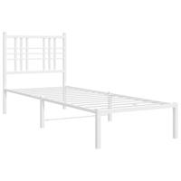 Bedframe met hoofdbord zonder matras metaal wit 75x190 cm - thumbnail
