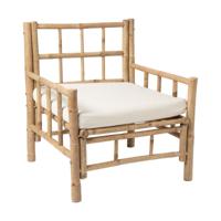Fauteuil met kussen - bamboe - naturel/wit - 80x70x70 cm - thumbnail
