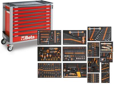 Beta BW 2400S XLR9/E-XL Gereedschapswagen met 9 laden, gevuld met gereedschap | 487 Delig - 024006363