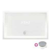 Douchebak Xenz Mariana | 110x90x4 cm | Incl.Afvoersifon-Chroom | Acryl | Rechthoekig | Wit glans - thumbnail