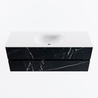 MONDIAZ VICA 130cm badmeubel onderkast Marquina 2 lades. Wastafel MOON midden 1 kraangat, kleur Talc. - thumbnail