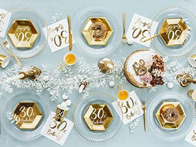 Bordjes 30th Birthday Goud - 6 stuks