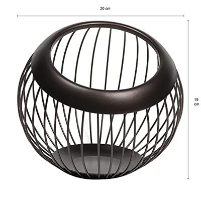 QUVIO Ronde fruitschaal metaal - Zwart met een bruine gloed