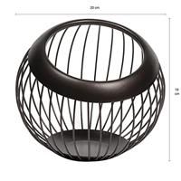 QUVIO Ronde fruitschaal metaal - Zwart met een bruine gloed - thumbnail