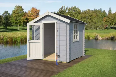 Blokhut Wels 200x200 Platinum Grey-Wit Outdoor Life - Outdoor life