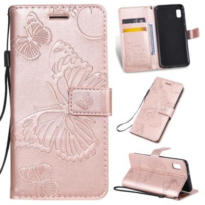 Gedrukt afdrukken Butterfly patroon horizontale Flip PU lederen draagtas met houder & kaartsleuven & portemonnee & Lanyard voor Galaxy A80 (Rose goud)