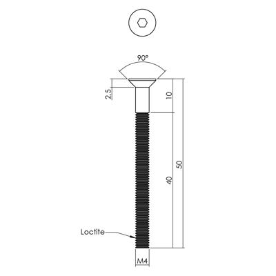 P&E P+E Inbusbout M4x50 mm verzonken kop rvs geborsteld