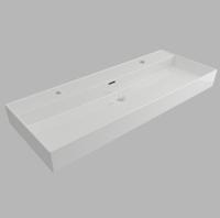 Wastafel Plieger Kansas 2 Kraangaten 120x46,6 cm met Overloop Wit - thumbnail