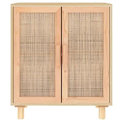 Dressoir 60x30x70 cm massief grenenhout en rattan bruin Dressoir 60x30x70 cm massief grenenhout en rattan bruin