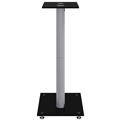 VidaXL Luidsprekerstandaards 2 st 2 pijlers gehard glas zwart zilver