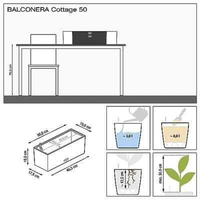 Jardiniere - Lechuza - Balconera Cottage 50 - Graniet - Rechthoekig - Met waterreservoir - thumbnail