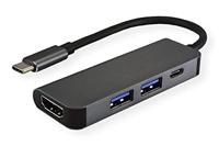 VALUE USB Type C dockingstation, HDMI 4K, 2x USB Type A + Type C PD - thumbnail