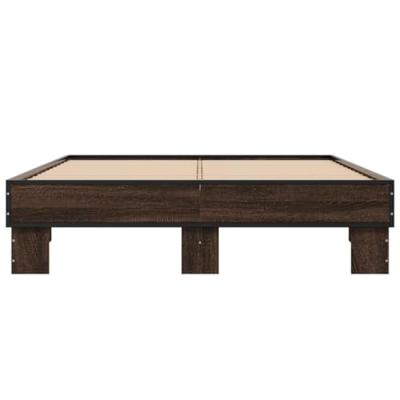 Bedframe bewerkt hout metaal bruin eikenkleur 140x190 cm