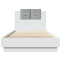Bedframe met hoofdbord en LED-verlichting wit 90x200 cm - thumbnail