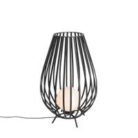 QAZQA Design vloerlamp zwart met opaal 70 cm IP44 - Angela - thumbnail