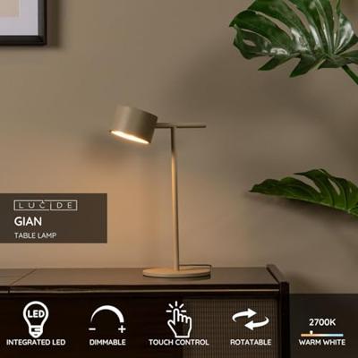 Lucide GIAN - Tafellamp - LED Dimb. - 1x9W 2700K - Taupe