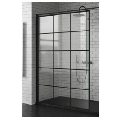 Novellini Inloopdouche Kuadra H Squares Helder Glas Mat Zwart Raster - Inloopdouche Kuadra H Squares 80x200 cm