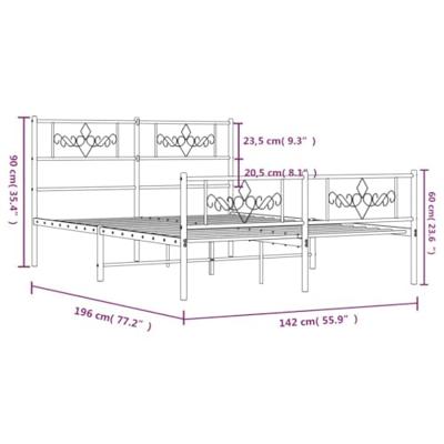 Bedframe met hoofd- en voeteneinde metaal zwart 135x190 cm