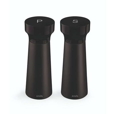 Amefa houten peper-zout molen set 15 cm 2 stuks zwart