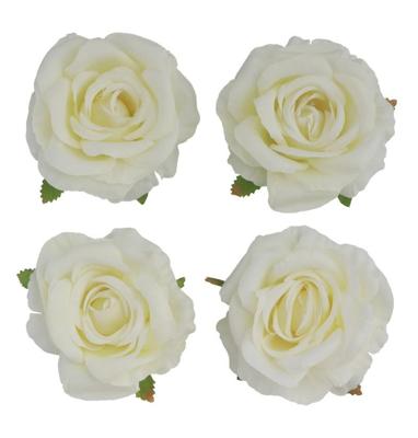 4 Witte Ivoor Rozen Koppen (11x6cm)
