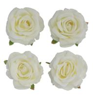 4 Witte Ivoor Rozen Koppen (11x6cm) - thumbnail